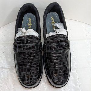 Orthofeet Black Chelsea Croc Strap Loafer Leather Shoes - size 12D (Wide) NWOT